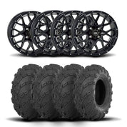 ITP Hurricane 12" Matte Black Wheels And Mud Lite Tires [25x10-12]