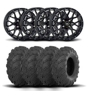 ITP Hurricane 12" Matte Black Wheels And Mud Lite Tires [25x10-12]