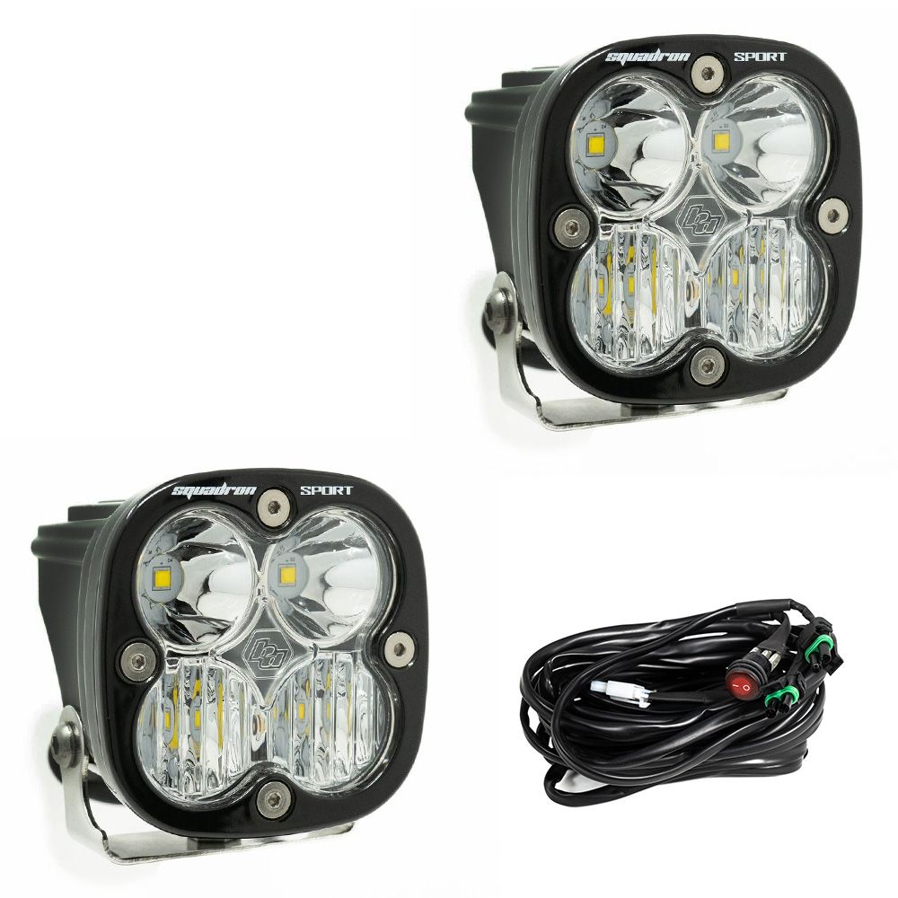 Baja Designs Squadron Sport LED Pair Driving/Combo Lights Kit w/ Wire Harness