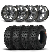 Set of Four Bullite Lancer Wheels 14" Black And Kenda K587 Bearclaw HTR Tires [26x9R-14]