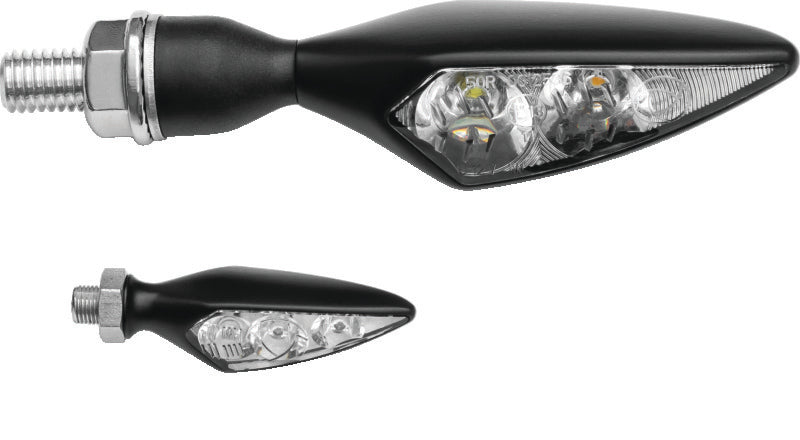 Kuryakyn Satin Black Rhombus S Front Left Amber LED Turn Signal Clear Lens 2850