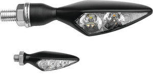 Kuryakyn Satin Black Rhombus S Front Left Amber LED Turn Signal Clear Lens 2850