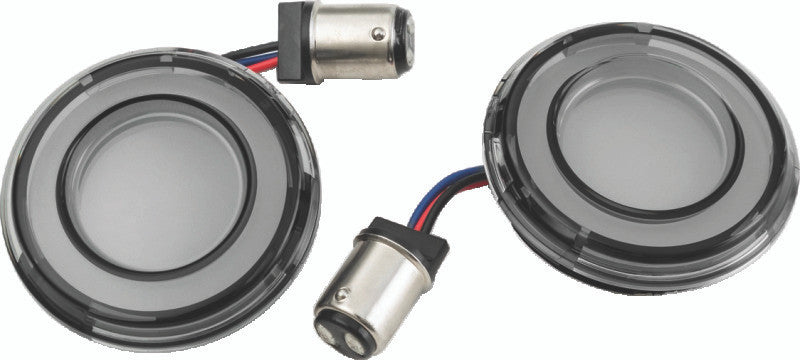 Kuryakyn Tracer LED Front Turn Signal Inserts White/Amber Smoke Lens 1157 2902