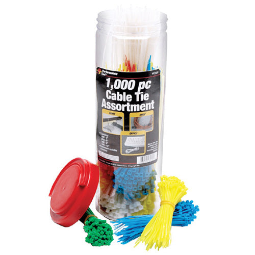 Performancetool W2925  Cable Tie Assortment - 1000 pc