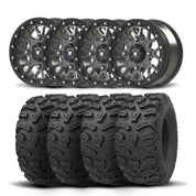 Set of Four Bullite Rider Wheels 14" Gray And Kenda K587 Bearclaw HTR Tires [28x11R-14]