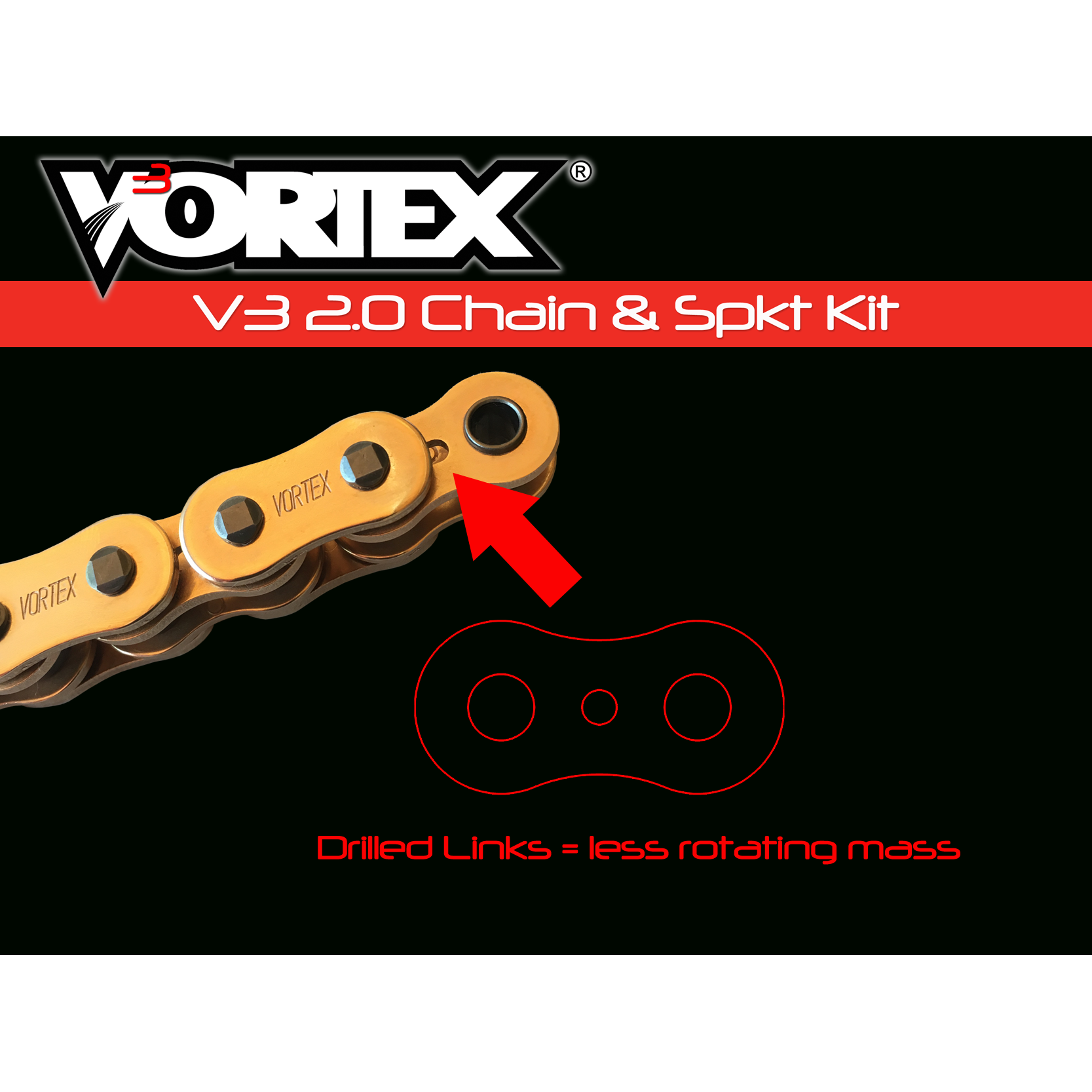 Vortex Gold GFRS G520SX3-110 Chain and Sprocket Kit 14-43 Tooth - CKG4127