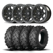 Set of Four Bullite Ruler Wheels 14" Gray And Kenda K3203 Mastodon AT Tires [32x10R-14]
