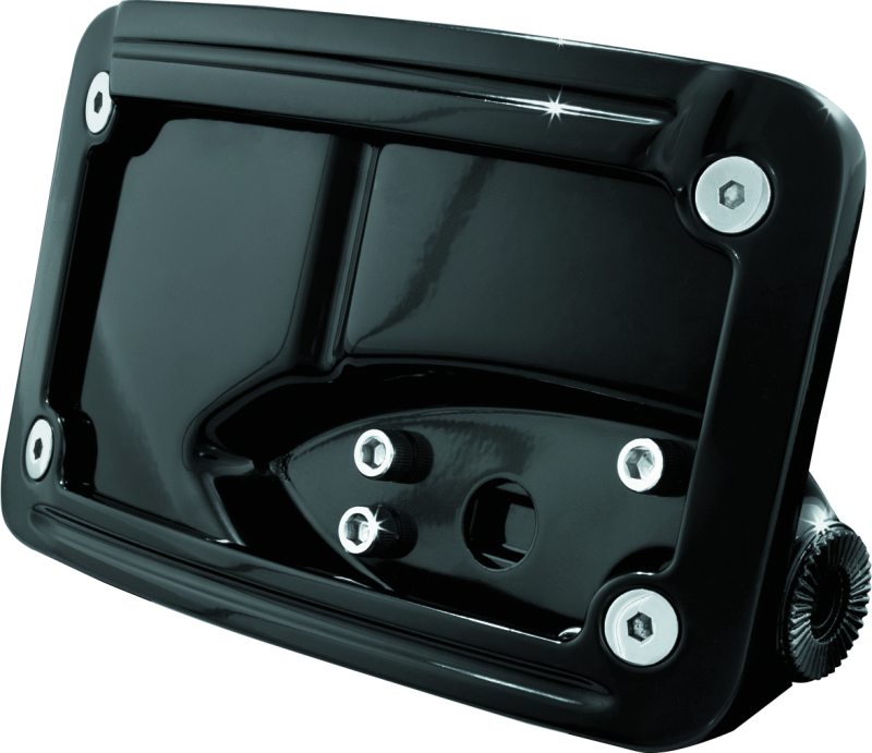Kuryakyn Gloss Black Curved Horizontal Mount Side License Plate Holder 3125