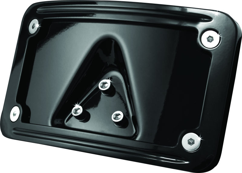 Kuryakyn Gloss Black Curved Laydown License Plate Frame 3148