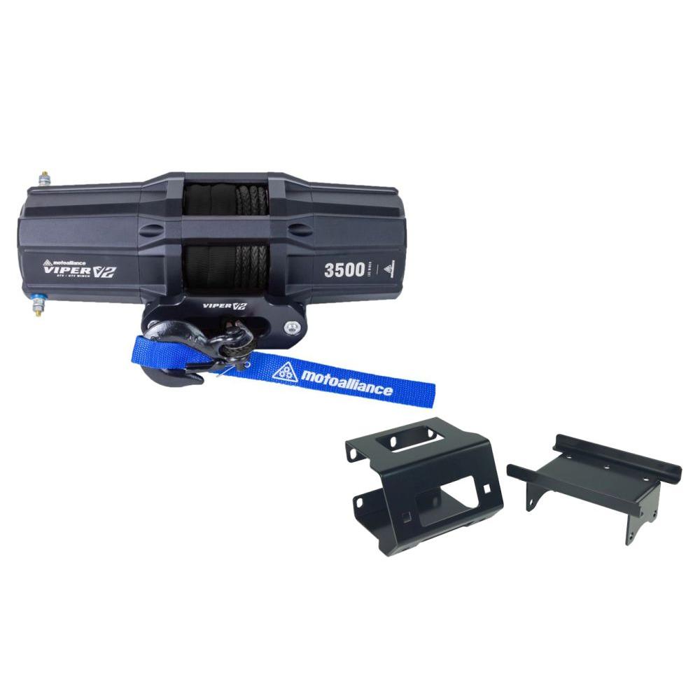 Viper V2 ATV Winch Kit 3500 lb Standard Spool With 40 Feet Black Synthetic Rope With Mount For Polaris Sportsman Models 2010-2014