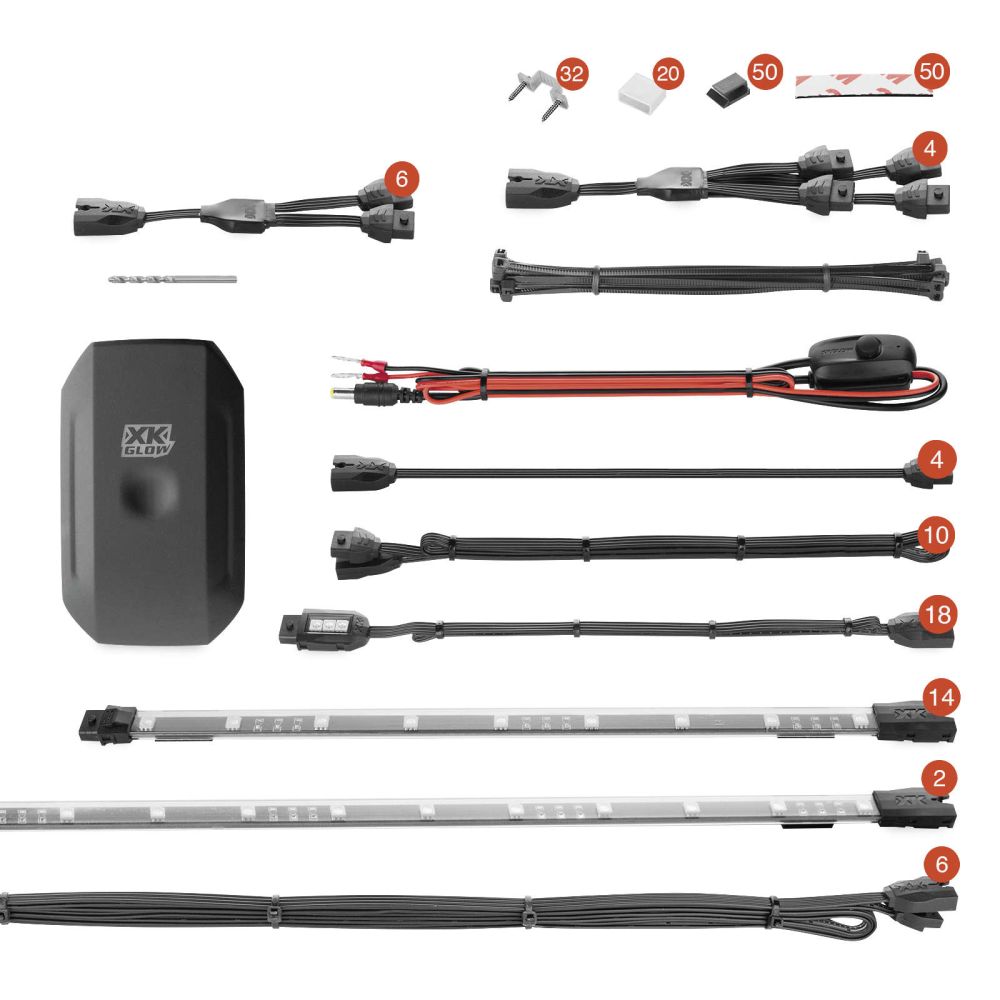 XK Glow Standard LED Light Kit for UTV 2-Seater 18 Pod - XK-UTV-ADV