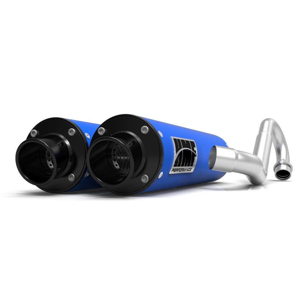 HMF Muffler Polaris RZR S 1000/General 15-24 Blue Performance Dual Full System Exhaust Black Turn Down End Cap