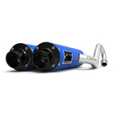 HMF Muffler Polaris RZR S 1000/General 15-24 Blue Performance Dual Full System Exhaust Black Turn Down End Cap