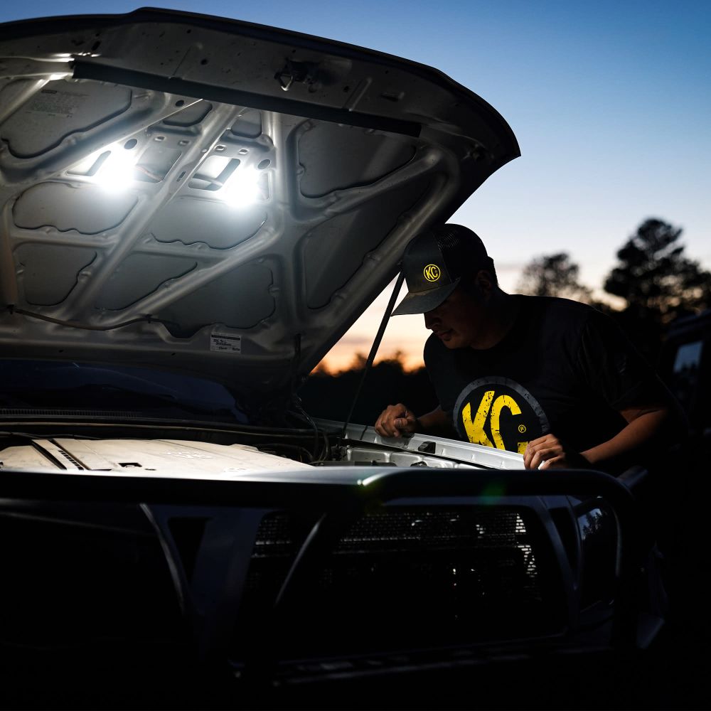 KC HiLiTES Cyclone V2 LED - 2-Light Universal Under Hood Lighting System - 5W Flood Beam