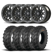 Set of Four Bullite Rider Wheels 14" Gray And Kenda K592 Bearclaw EVO Tires [26x9-14]