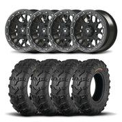 Set of Four Bullite Rider Wheels 14" Gray And Kenda K592 Bearclaw EVO Tires [26x11-14]