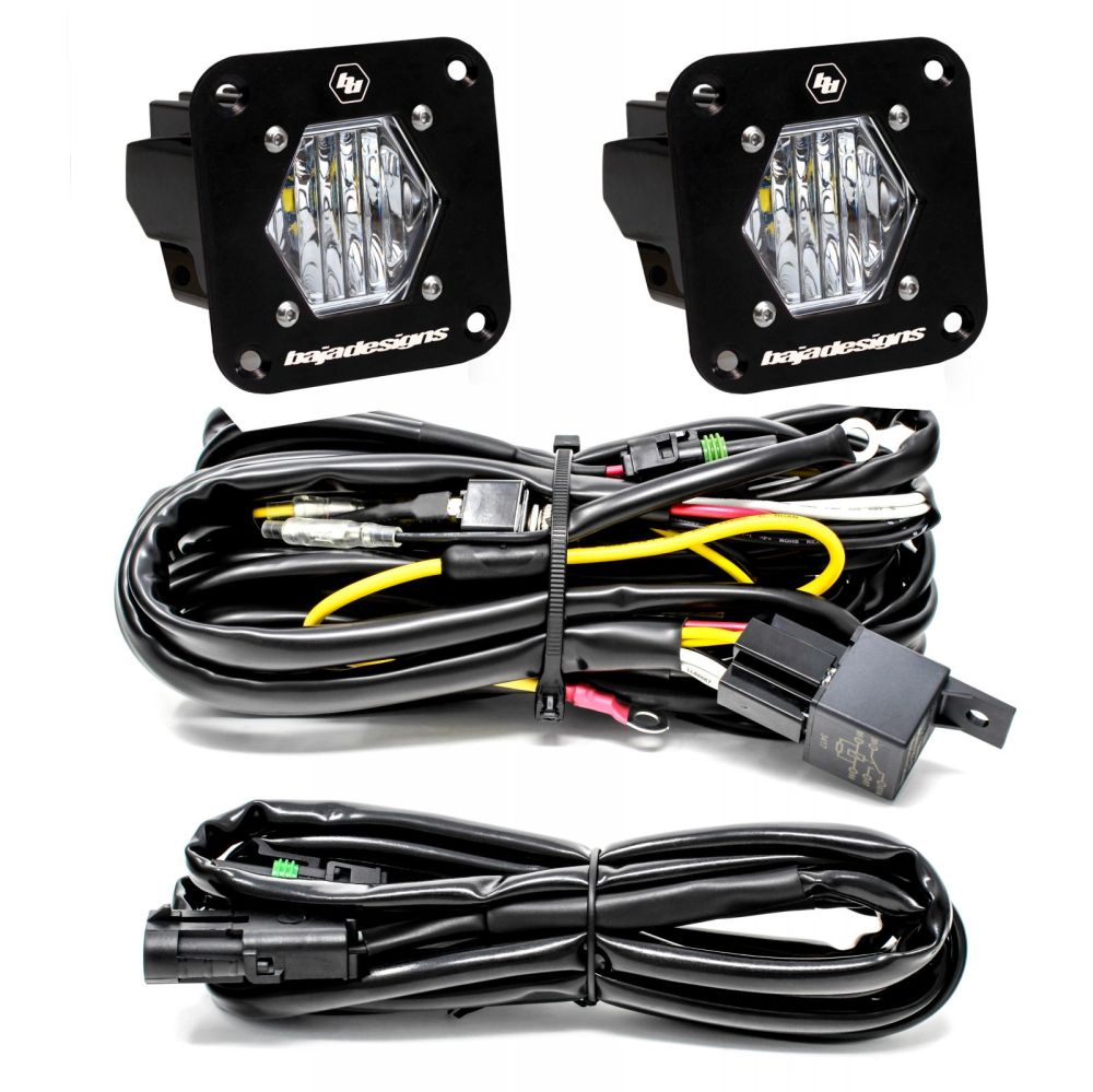 Baja Designs Reverse LED Light Pod Each Black Flush Mount S1 Series Wide Cornering Pattern Clear Lens Universal 387808
