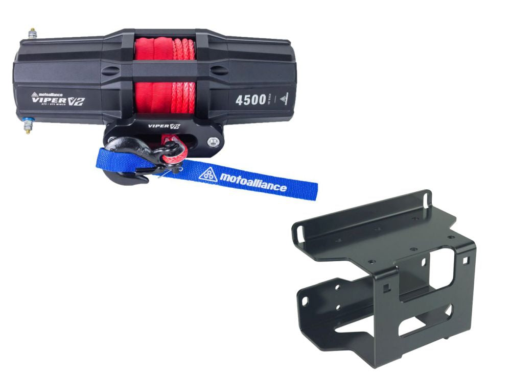 Viper V2 ATV Winch Kit 3500 lb Standard Spool With 40 Feet Black Synthetic Rope With Mount For Polaris 300/400/Hawkeye 300 2008-2010