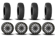 System 3 SB-6 Beadlock Gun Metal Grey 15" Wheels And XC450 Tires [30x10R-15]