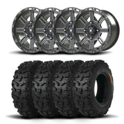 Set of Four Bullite Lancer Wheels 14" Gray And Kenda K587 Bearclaw HTR Tires [26x9R-14]