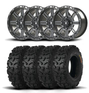 Set of Four Bullite Lancer Wheels 14" Gray And Kenda K587 Bearclaw HTR Tires [26x9R-14]