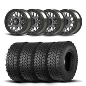 Set of Four Bullite Rider Wheels 14" Gray And Kenda K576A Kongur Tires [30x10R-14]