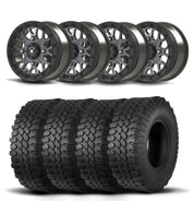 Set of Four Bullite Rider Wheels 14" Gray And Kenda K576A Kongur Tires [30x10R-14]