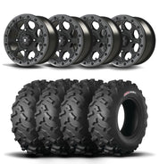 Set of Four Bullite Ruler Wheels 14" Gray And Kenda K3203 Mastodon AT Tires [32x10R-14]
