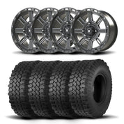 Set of Four Bullite Lancer Wheels 14" Gray And Kenda K576A Kongur Tires [30x10R-14]
