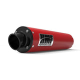 Silenciador HMF Yamaha Raptor 250 08-14, escape deslizante de alto rendimiento en color rojo caramelo, tapa de extremo abatible negra