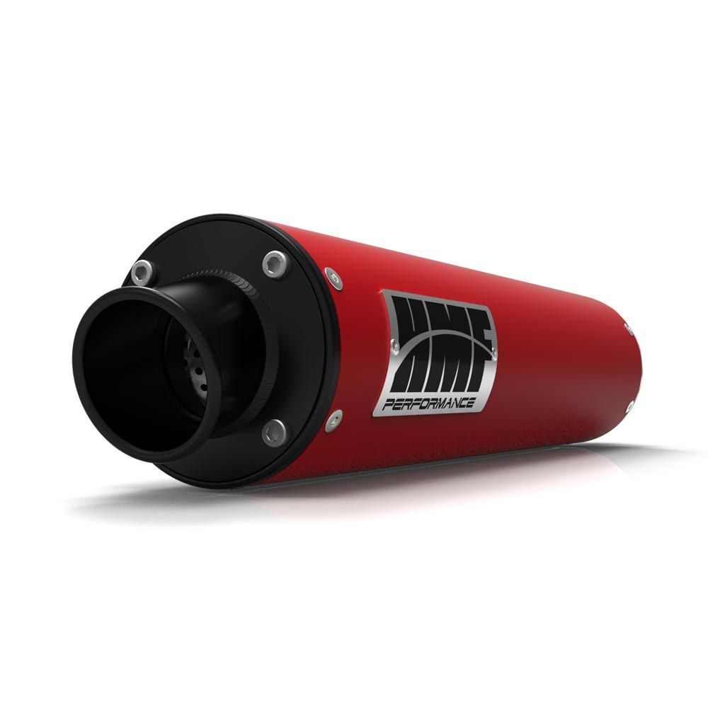 HMF Muffler Yamaha Grizzly/Kodiak 700 14-25 Red Performance Slip On Exhaust Black Turn Down End Cap