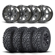 Set of Four Bullite Lancer Wheels 14" Black And Kenda K3204R Klever XT Tires [32x10R-14]
