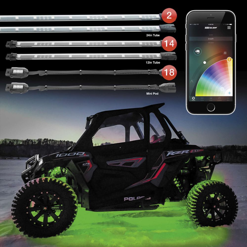 XK Glow Standard LED Light Kit for UTV 2-Seater 18 Pod - XK-UTV-ADV