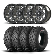 Set of Four Bullite Ruler Wheels 15" Gray And Kenda K3203 Mastodon AT Tires [33x10R-15]