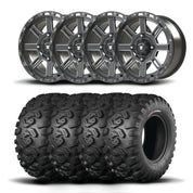 Set of Four Bullite Lancer Wheels 15" Gray And Kenda K3201 Mastodon HT Tires [35x10R-15]