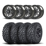 Set of Four Bullite Rider Wheels 14" Gray And Kenda K3204R Klever XT Tires [32x10R-14]