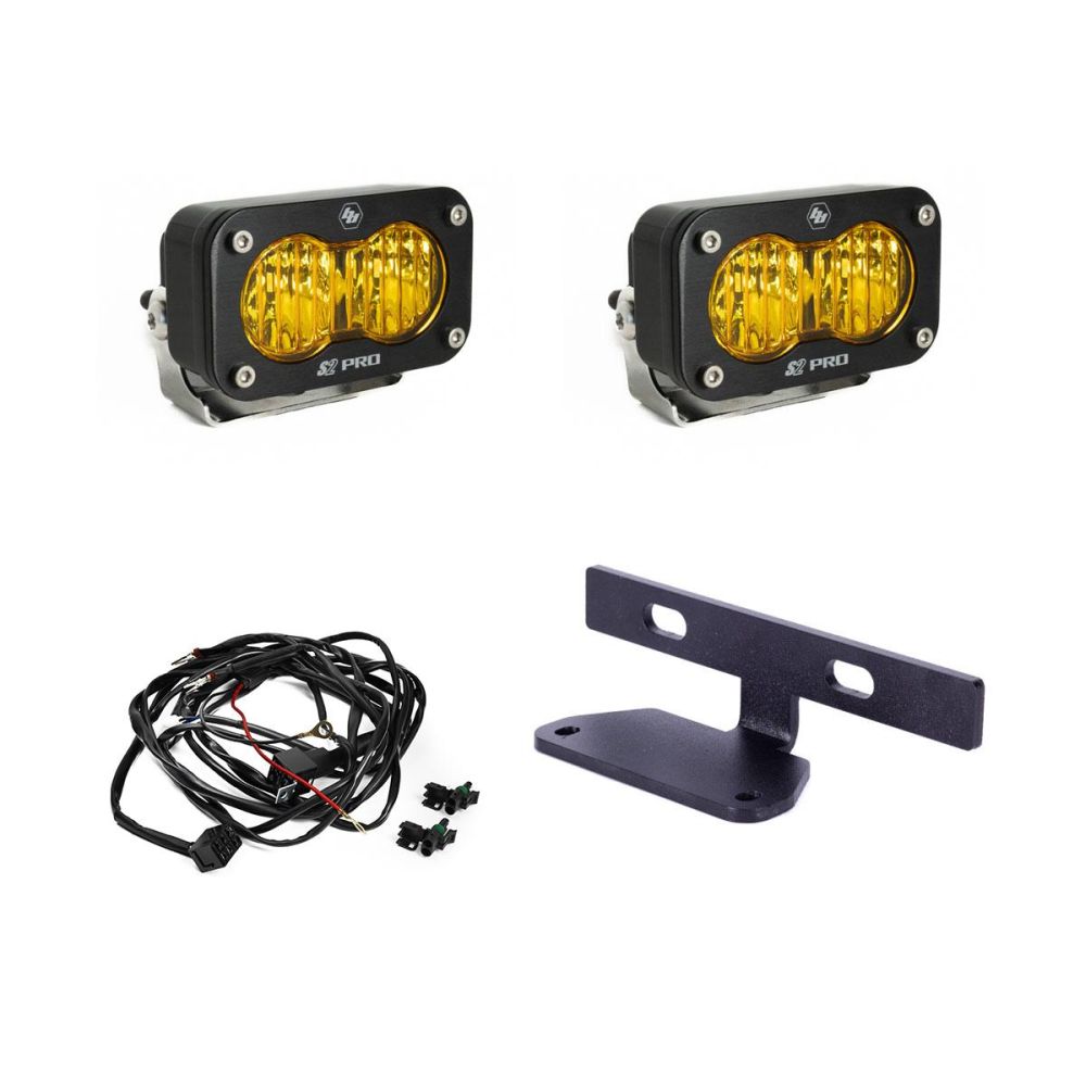 Baja Designs Hood Mount Light Kit S2 Pro Series Wide Cornering Pattern Baja Amber Lens For Can-Am Maverick R 2024 448208