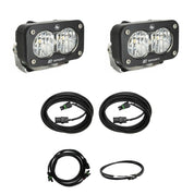 Baja Designs Dual S2 Sport Series Wide Cornering Pattern Clear Lens Upfitter Wiring 448209UP
