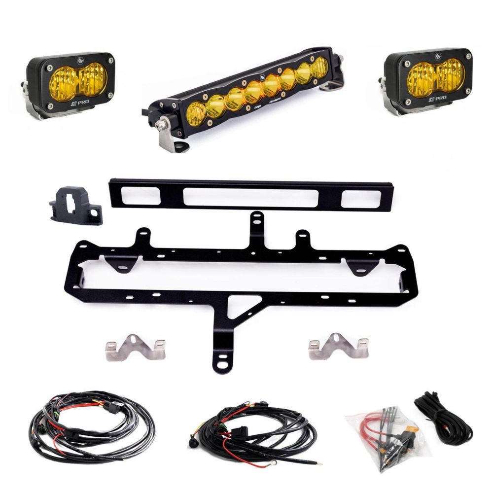 Baja Designs Grille Light Bar Kit 10 inch S8 Series Multi Pattern Baja Amber Lens 448263