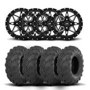 ITP Tornado 14" Matte Black Wheels And Mud Lite Tires [28x10-14]