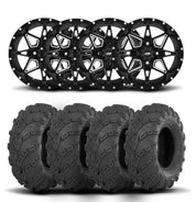 ITP Tornado 14" Matte Black Wheels And Mud Lite Tires [28x10-14]