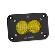 Baja Designs Auxiliary LED Light Pod Each Black Flush Mount S2 Pro Series Wide Cornering Pattern Baja Amber Lens Universal 481015