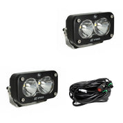 Baja Designs Auxiliary LED Light Pod Pair Black Case S2 Pro Series Spot Pattern Clear Lens Universal 487801