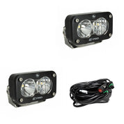 Baja Designs Auxiliary LED Light Pod Pair Black Case S2 Pro Series Driving/Combo Pattern Clear Lens Universal 487803