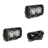 Baja Designs Auxiliary LED Light Pod Pair Black Case S2 Pro Series Driving/Combo Pattern Clear Lens Universal 487803