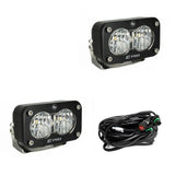 Par de luces LED auxiliares Baja Designs, carcasa negra, serie S2 Pro, patrón de curvas amplio, lente transparente, universal, 487805