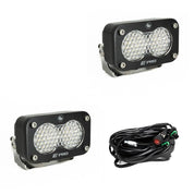 Baja Designs Auxiliary LED Light Pod Pair Black Case S2 Pro Series Work/Scene Pattern Clear Lens Universal 487806