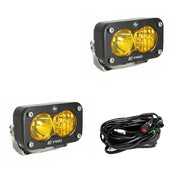 Baja Designs Auxiliary LED Light Pod Pair Black Case S2 Pro Series Driving/Combo Pattern Baja Amber Lens Universal 487813
