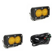 Baja Designs Auxiliary LED Light Pod Pair Black Case S2 Pro Series Work/Scene Pattern Baja Amber Lens Universal 487816