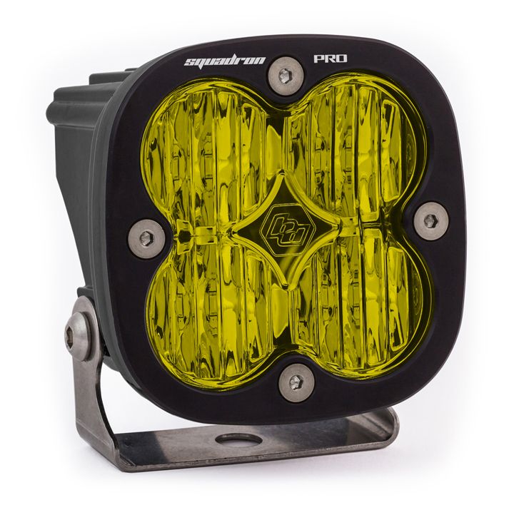 Baja Designs Auxiliary LED Light Pod Each Black Case Squadron Pro Series Wide Cornering Pattern Baja Amber Lens Universal 490015